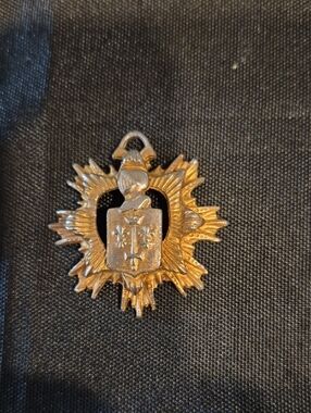 Gold Tone Heraldic Shield Military Style Pendant Charm